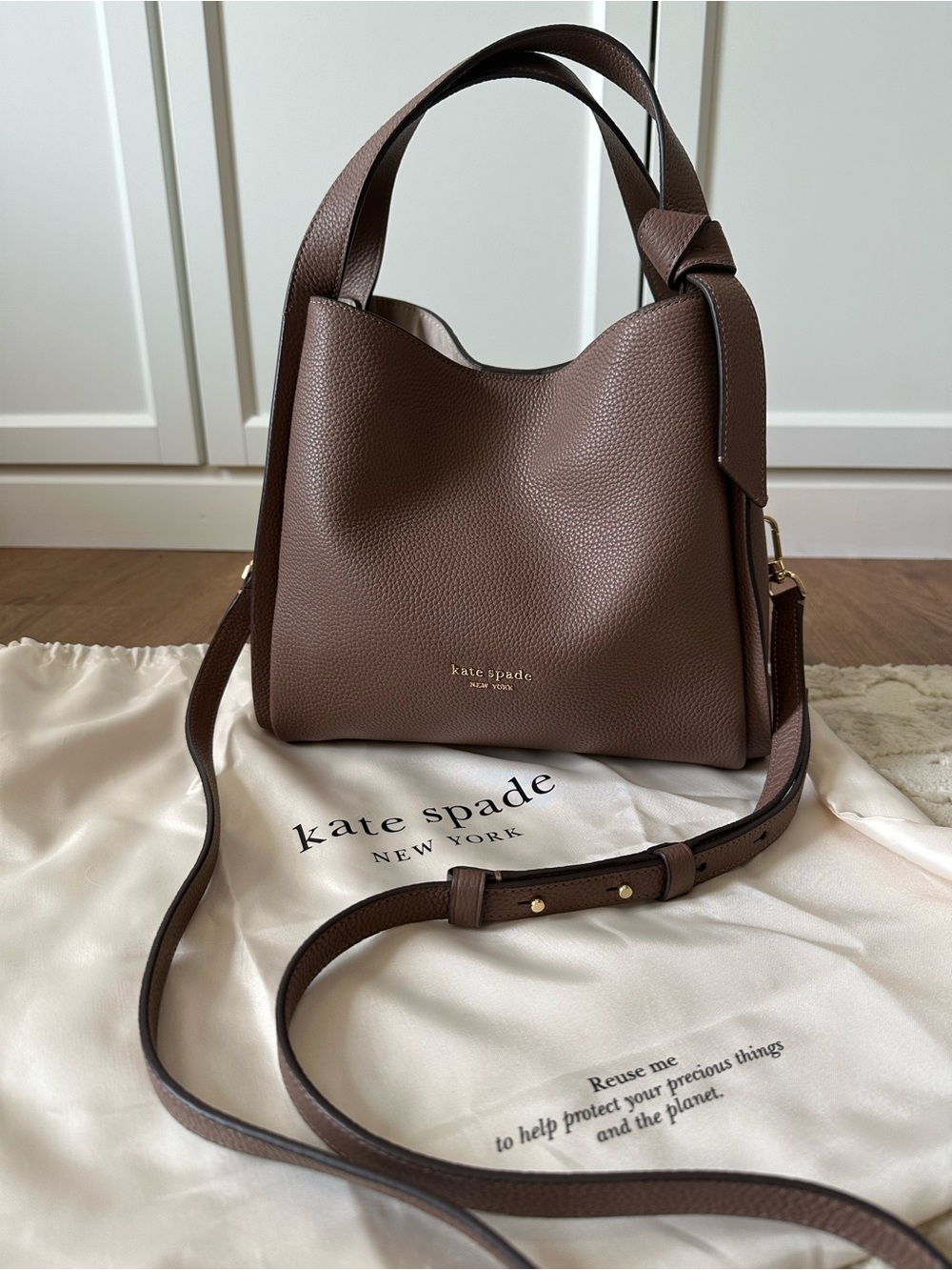 kate spade Brown Pebbled Leather Hobo Shoulder Bag